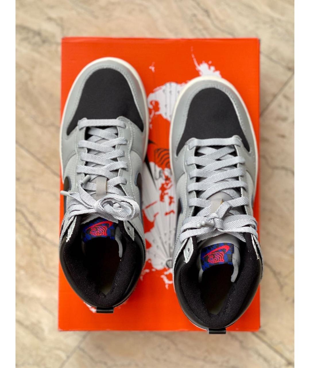 NIKE Серые кожаные высокие кроссовки / кеды, фото 3