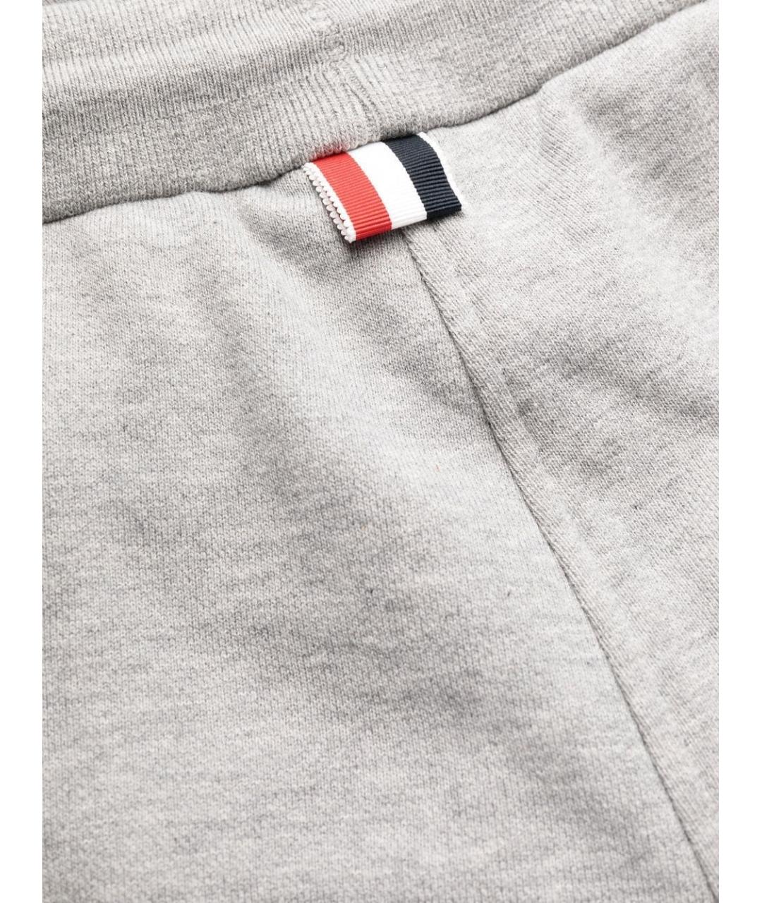 THOM BROWNE Серые хлопковые прямые брюки, фото 3
