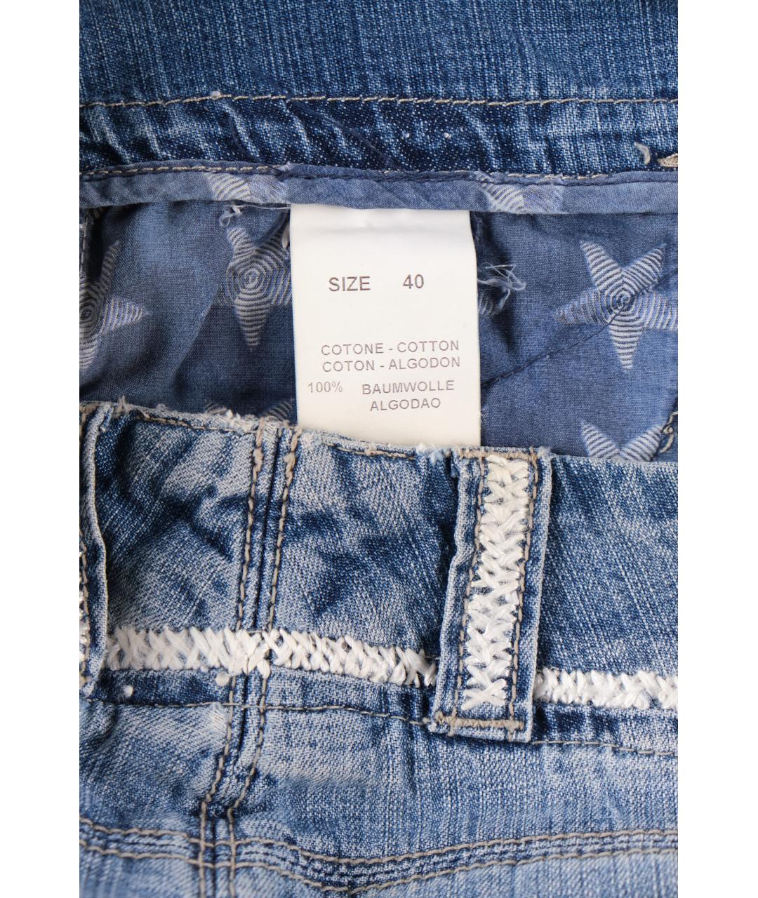 ERMANNO SCERVINO Голубые хлопковые прямые джинсы, фото 3