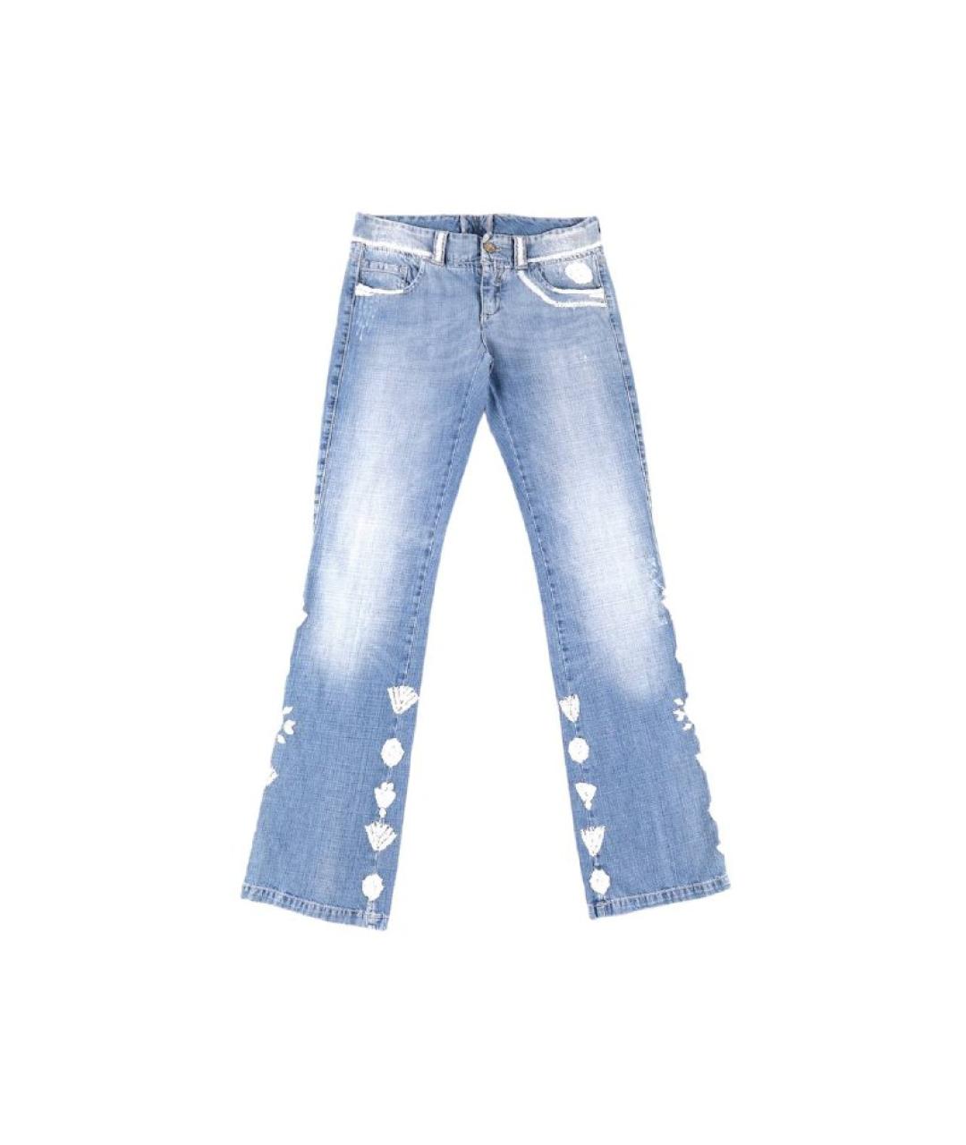 ERMANNO SCERVINO Голубые хлопковые прямые джинсы, фото 1