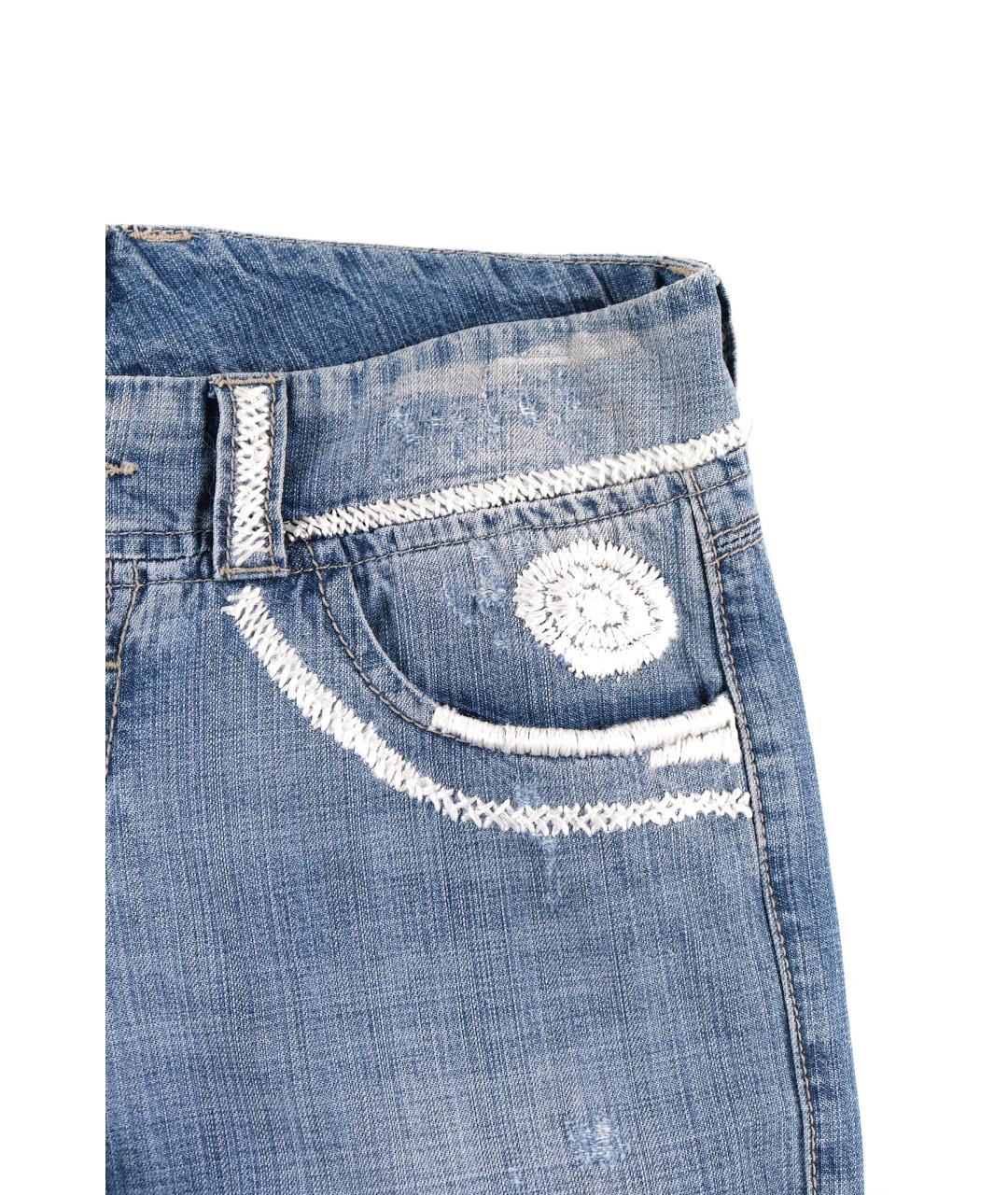 ERMANNO SCERVINO Голубые хлопковые прямые джинсы, фото 4