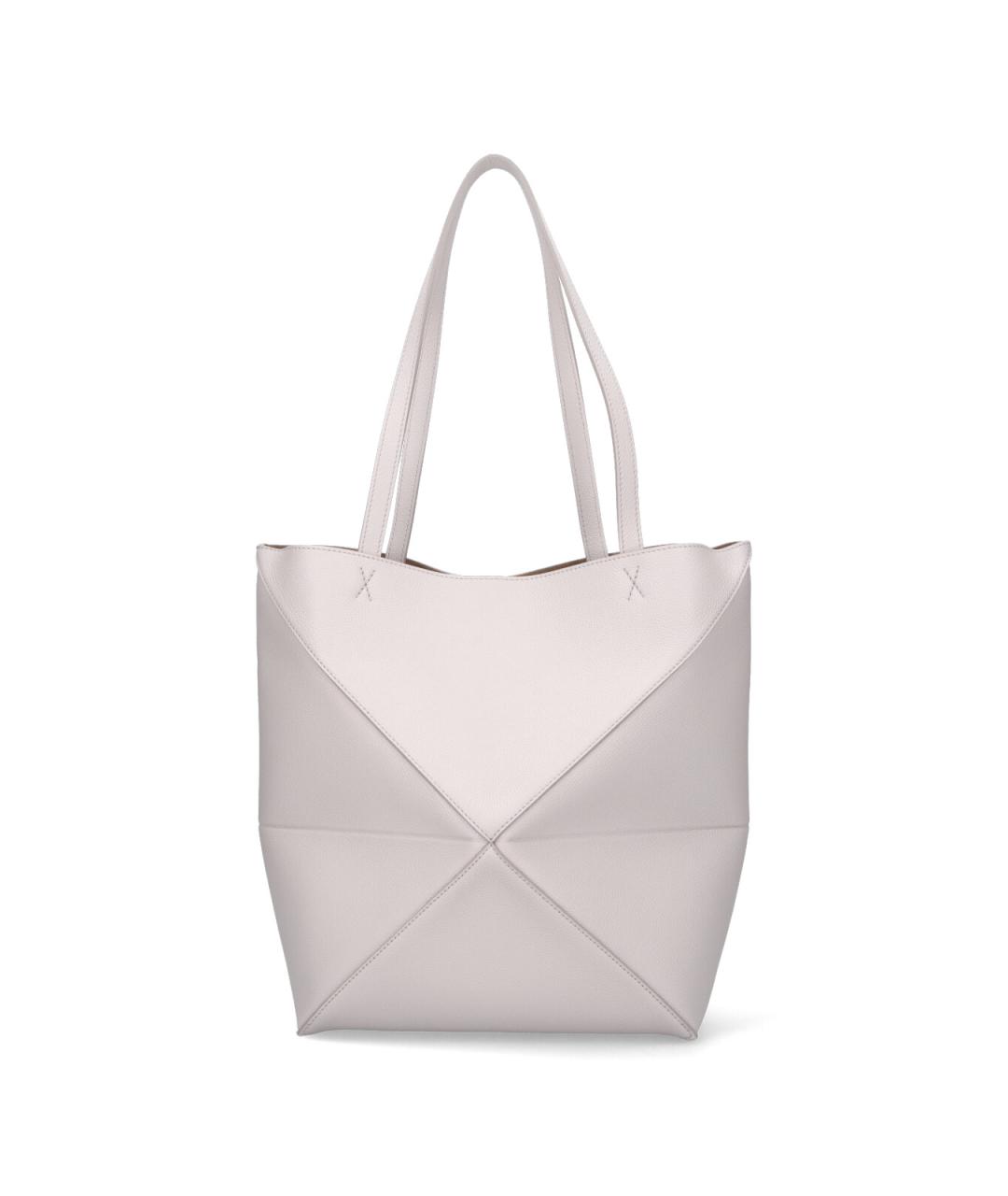 LOEWE Серая кожаная сумка тоут, фото 3