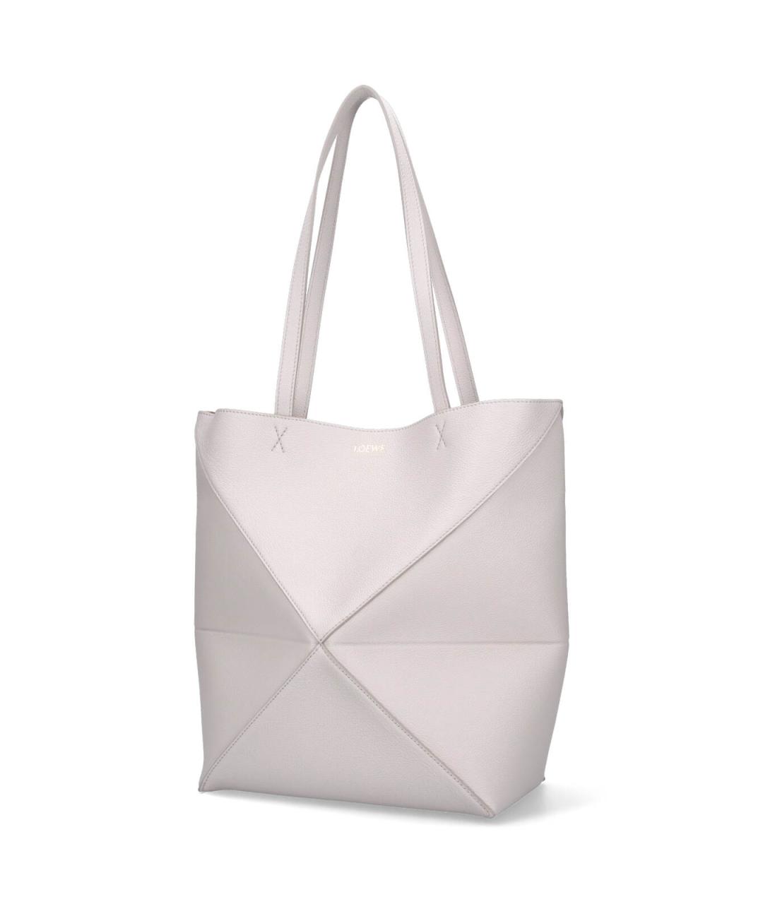 LOEWE Серая кожаная сумка тоут, фото 2