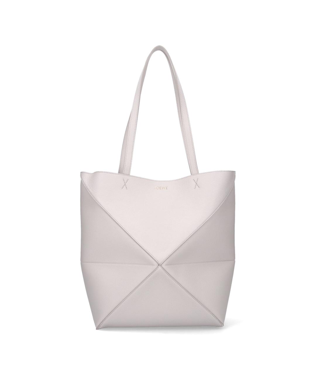 LOEWE Серая кожаная сумка тоут, фото 1