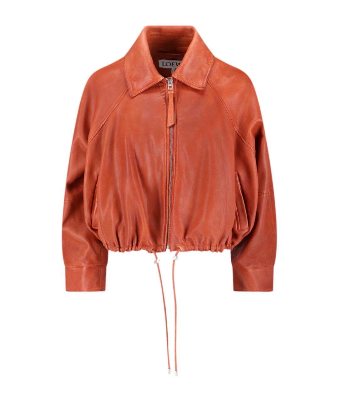 LOEWE Оранжевая кожаная куртка, фото 1