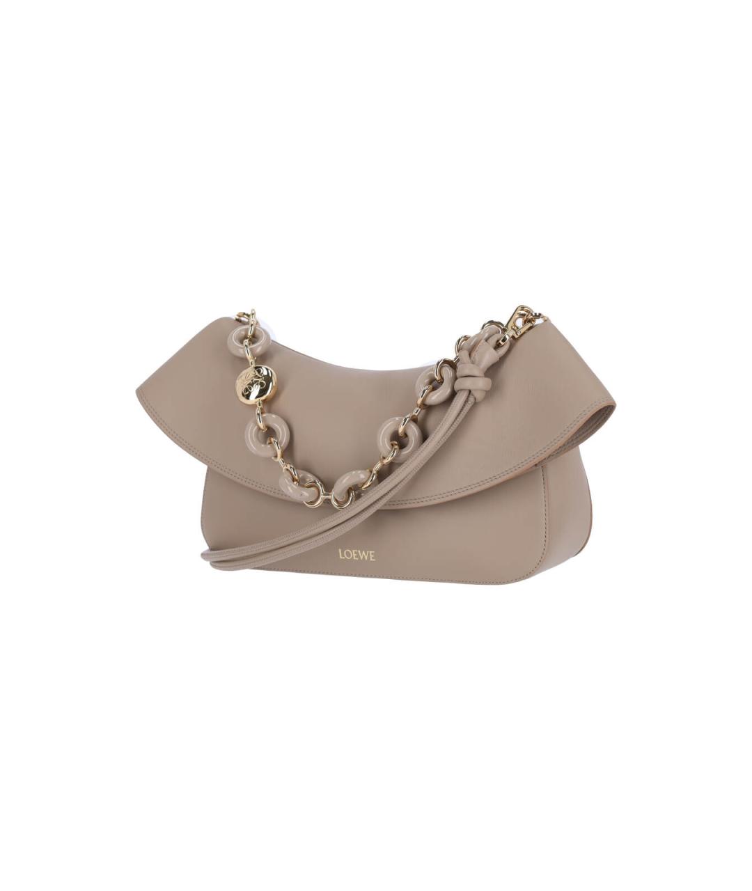 LOEWE Бежевая кожаная сумка через плечо, фото 2
