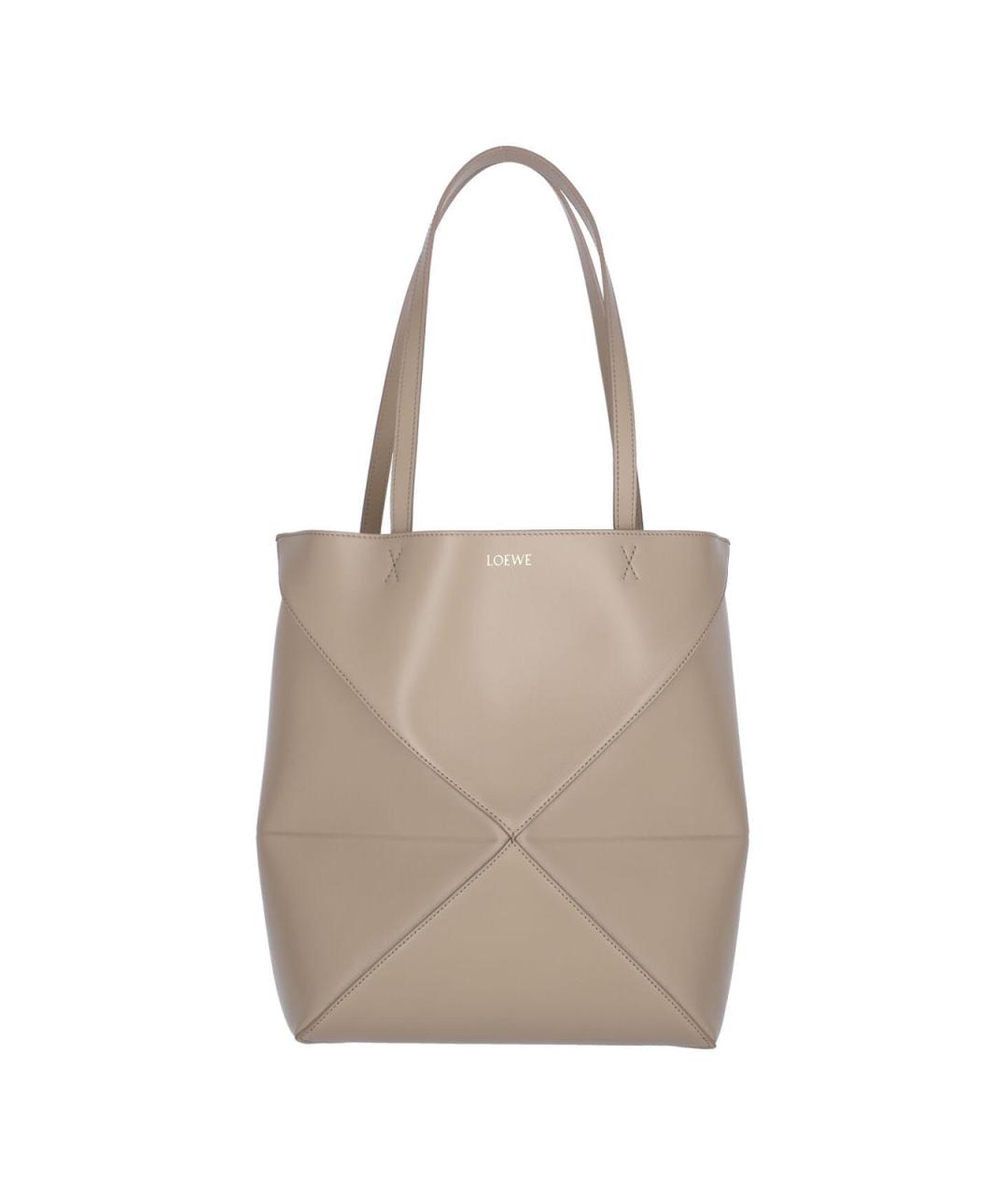 LOEWE Бежевая кожаная сумка тоут, фото 1
