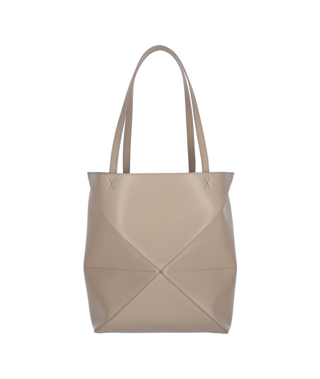 LOEWE Бежевая кожаная сумка тоут, фото 3