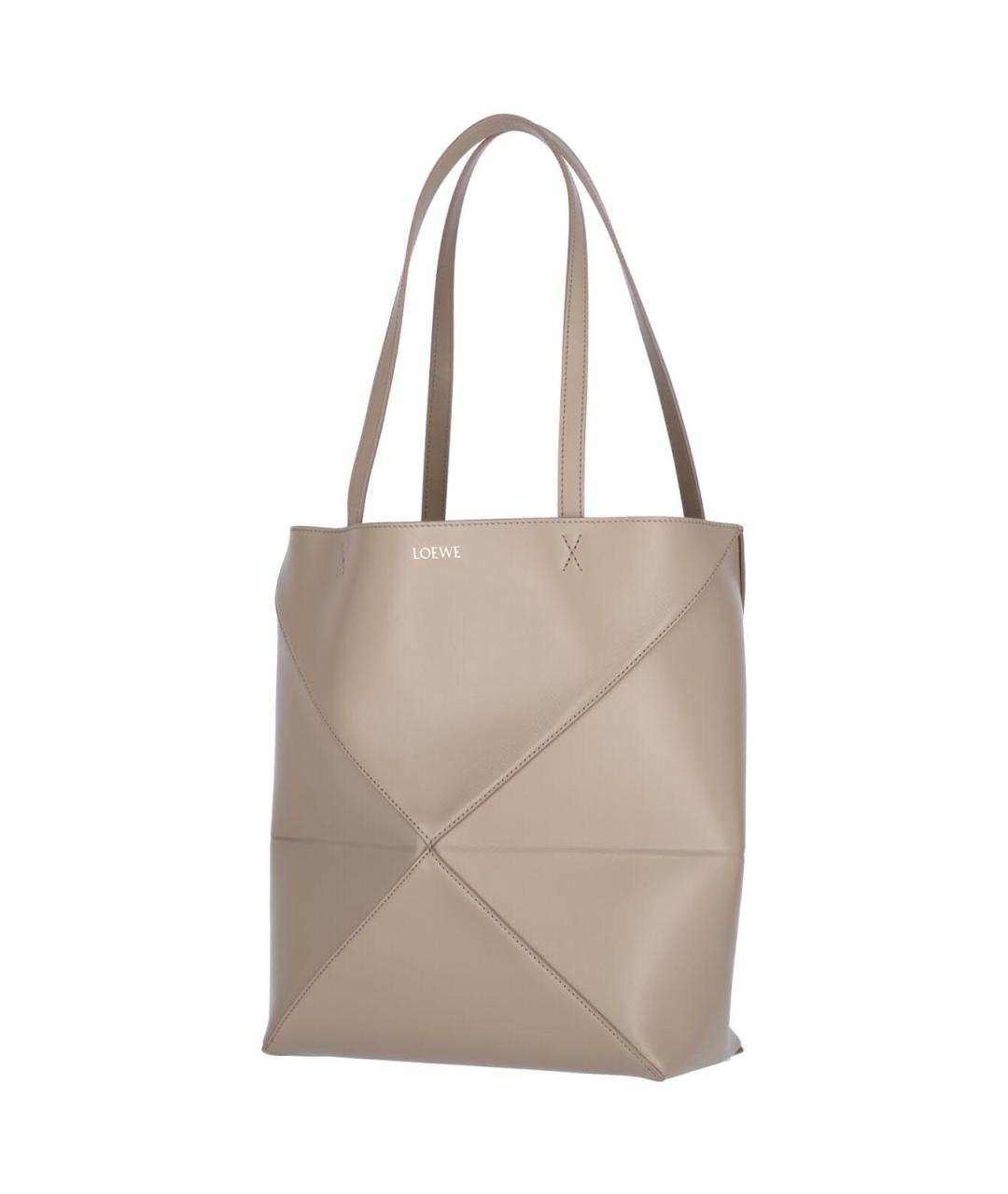 LOEWE Бежевая кожаная сумка тоут, фото 2