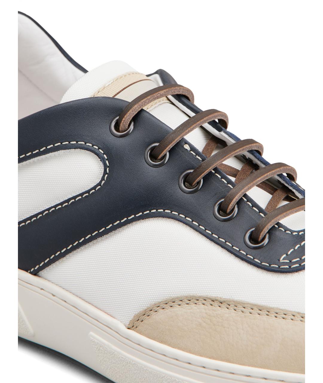 TOD'S Белые кожаные низкие кроссовки / кеды, фото 5