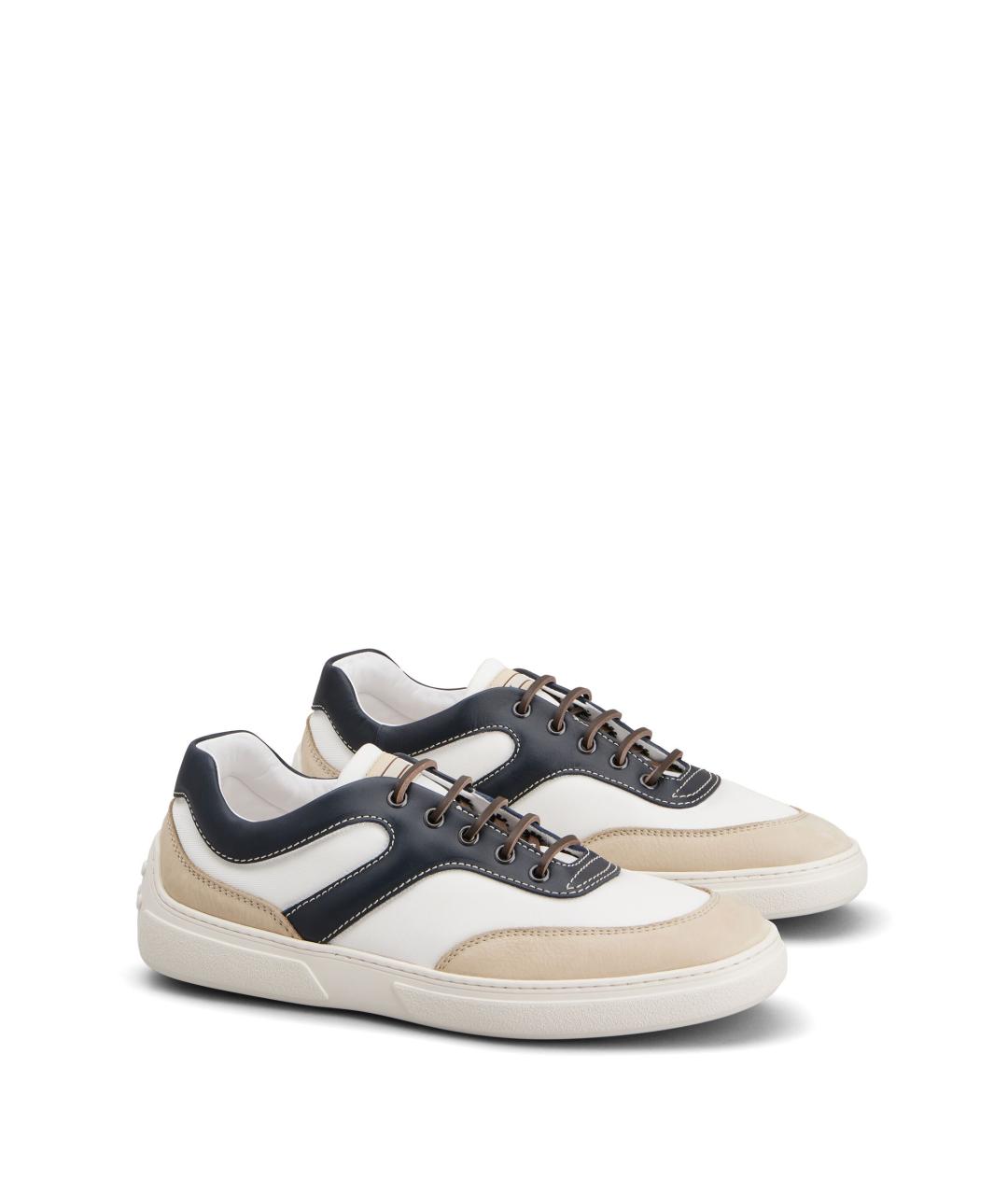 TOD'S Белые кожаные низкие кроссовки / кеды, фото 2