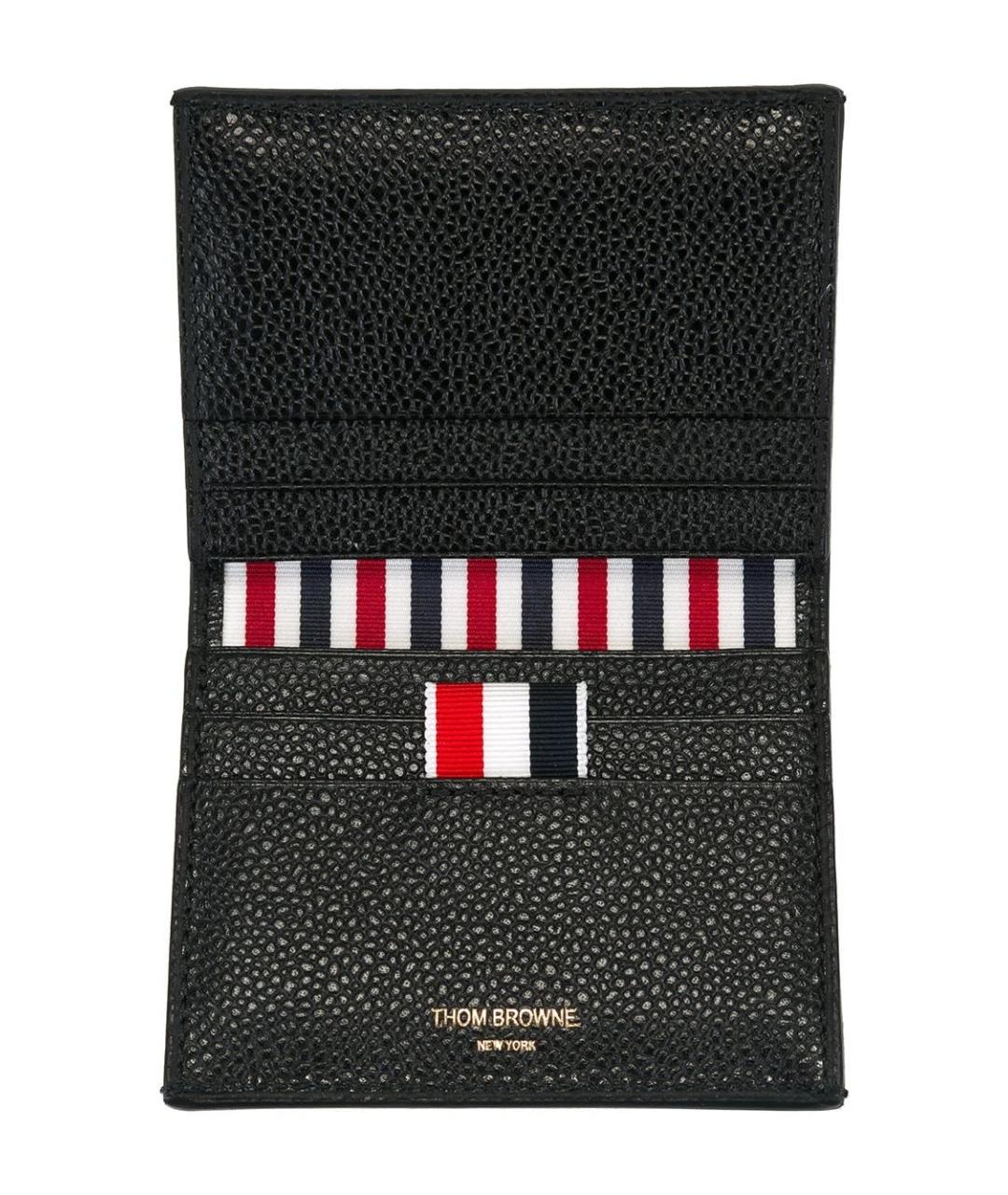 THOM BROWNE Черный кожаный кошелек, фото 2
