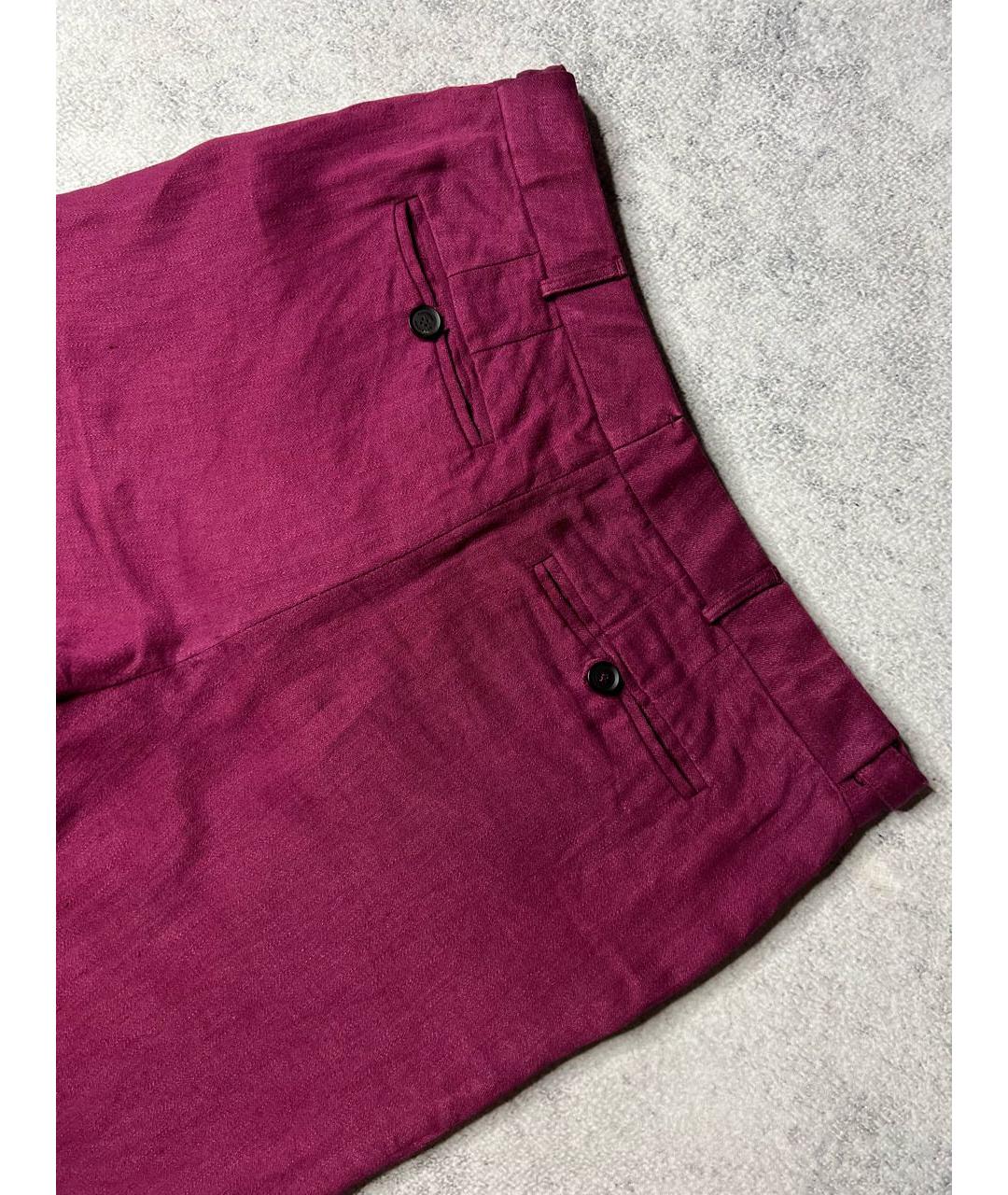 BURBERRY Фиолетовые льняные брюки узкие, фото 3