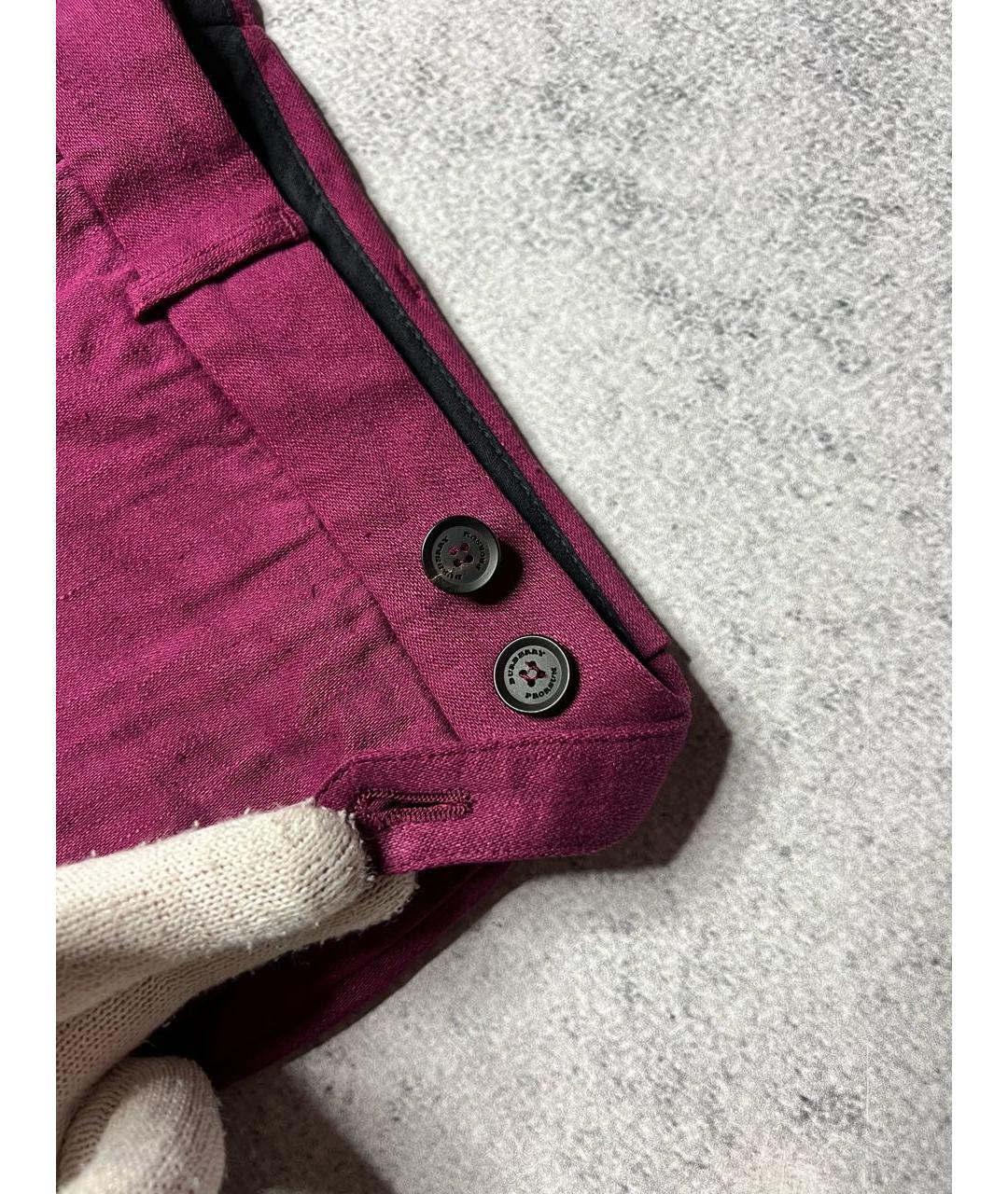 BURBERRY Фиолетовые льняные брюки узкие, фото 4