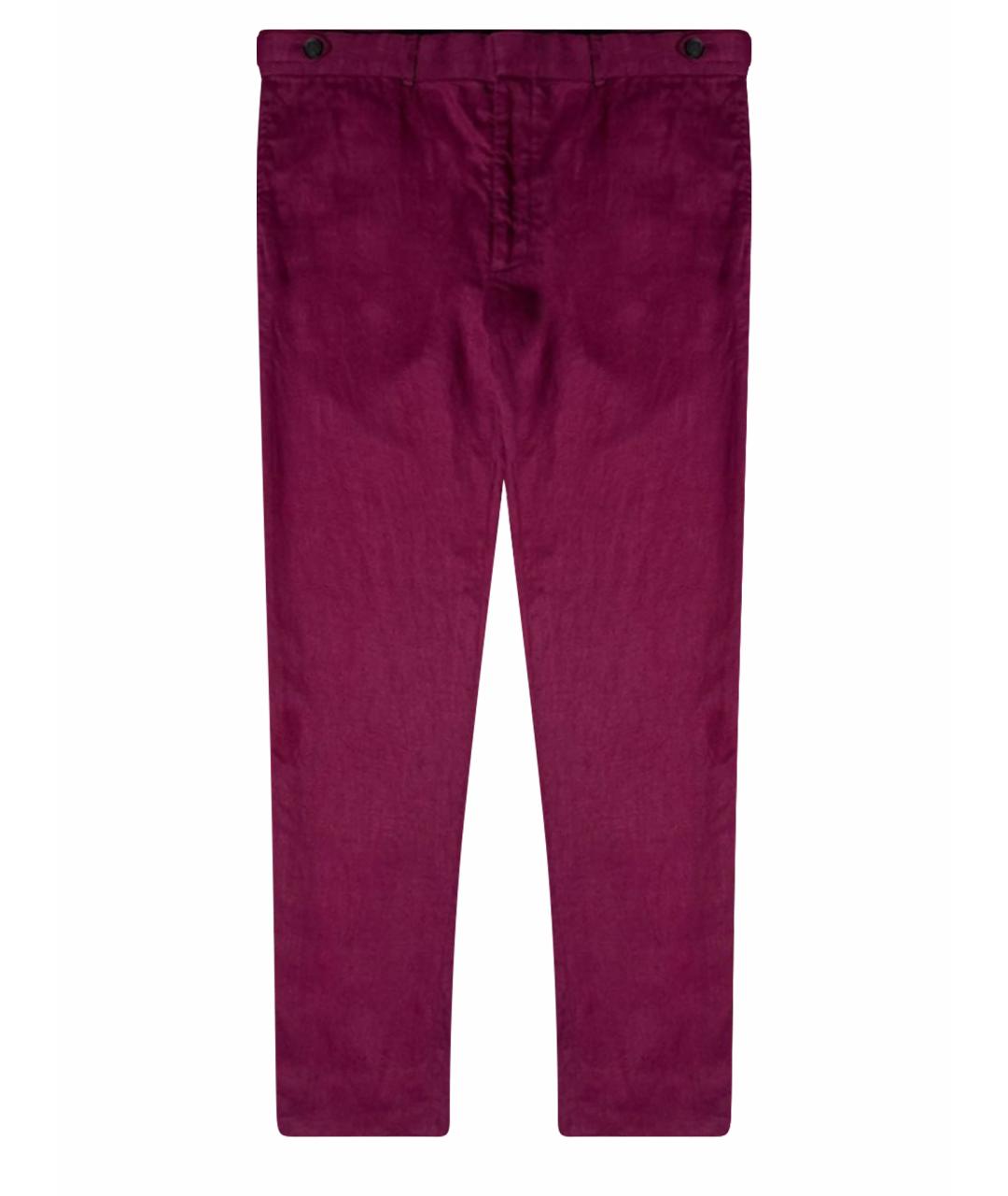 BURBERRY Фиолетовые льняные брюки узкие, фото 1