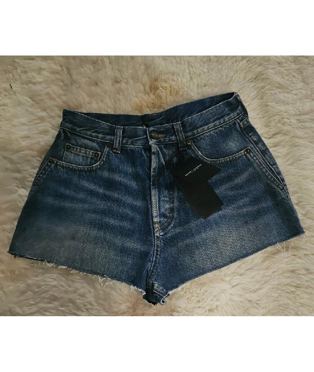 SAINT LAURENT Синие деним шорты, фото 5