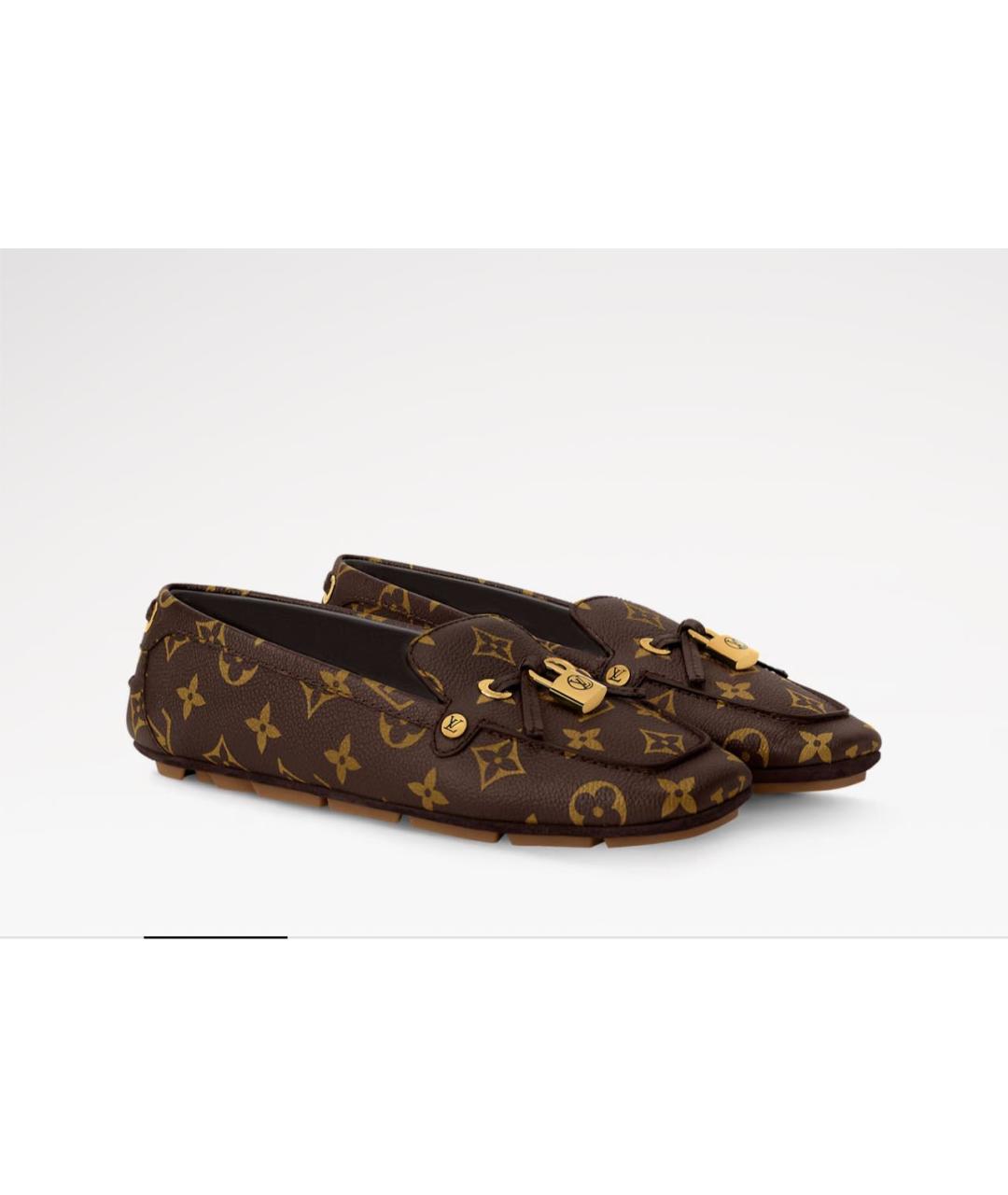 LOUIS VUITTON Коричневые кожаные мокасины, фото 4