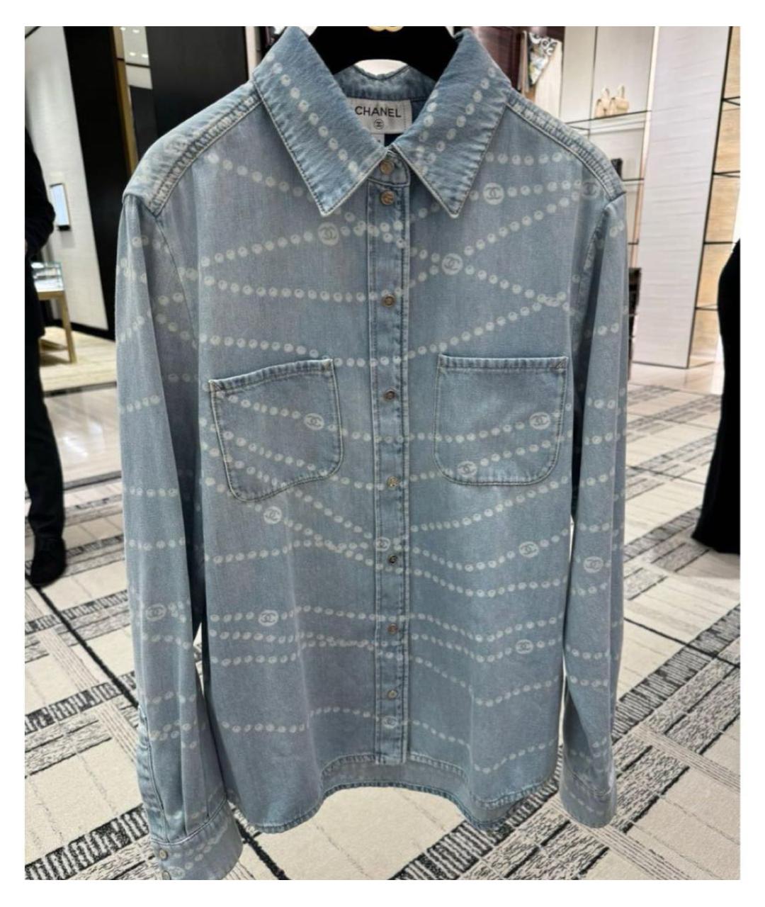 CHANEL Голубая деним рубашка, фото 4