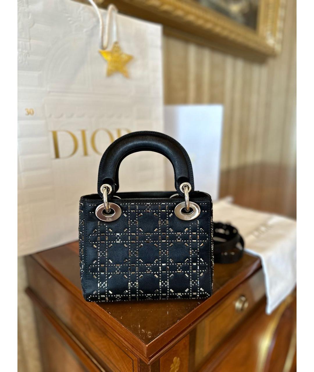 CHRISTIAN DIOR Черная шелковая сумка с короткими ручками, фото 4