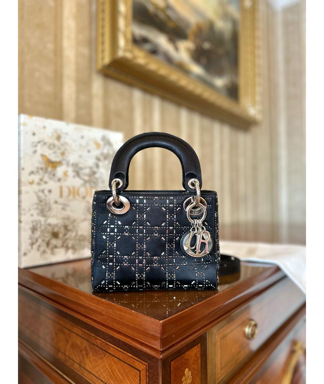 CHRISTIAN DIOR Черная шелковая сумка с короткими ручками, фото 6