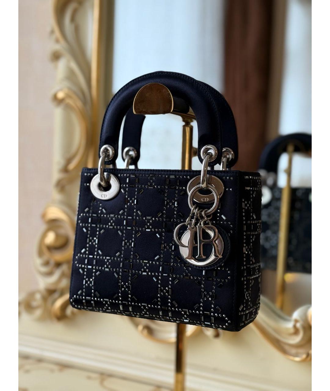 CHRISTIAN DIOR Черная шелковая сумка с короткими ручками, фото 2