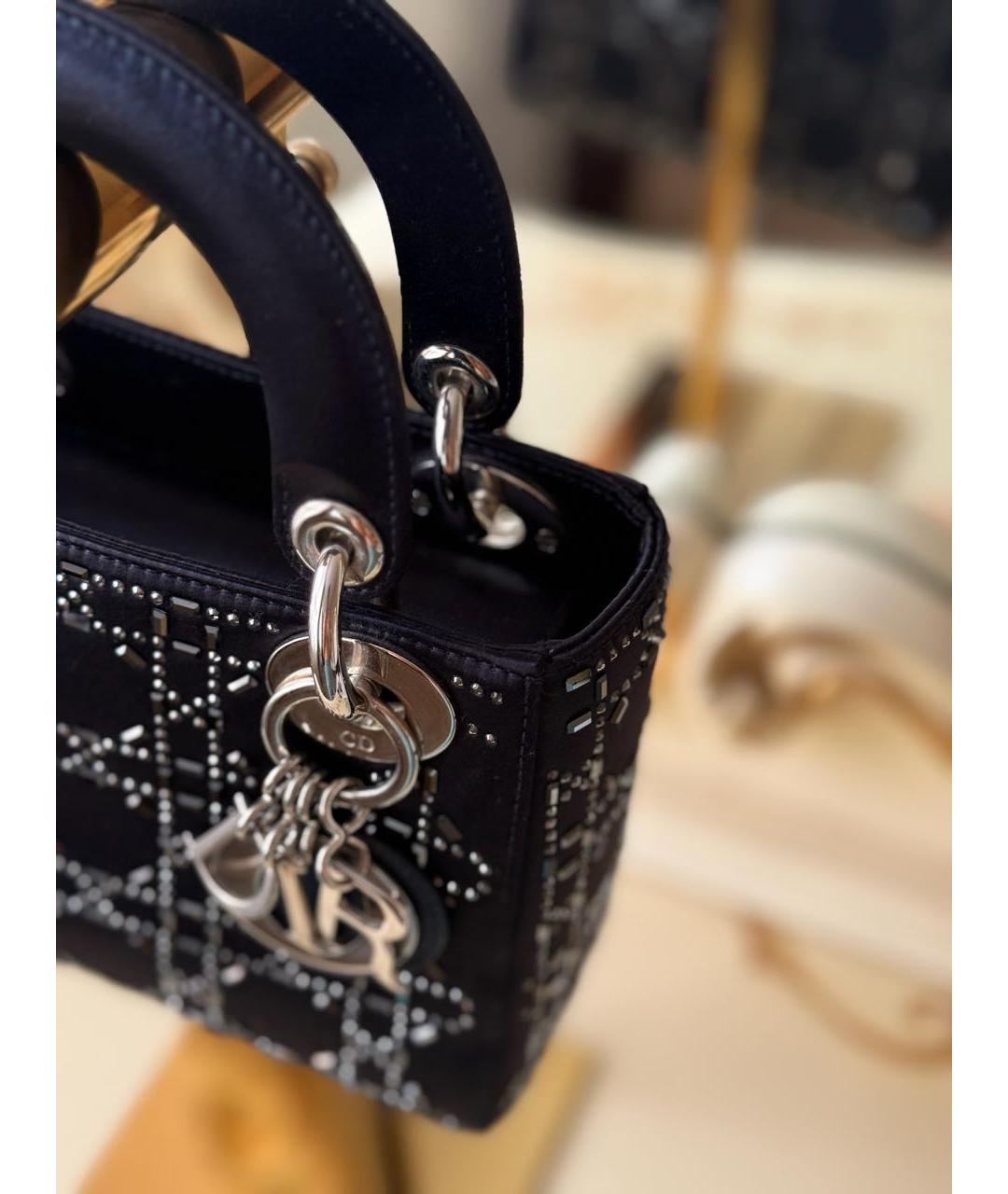 CHRISTIAN DIOR Черная шелковая сумка с короткими ручками, фото 5