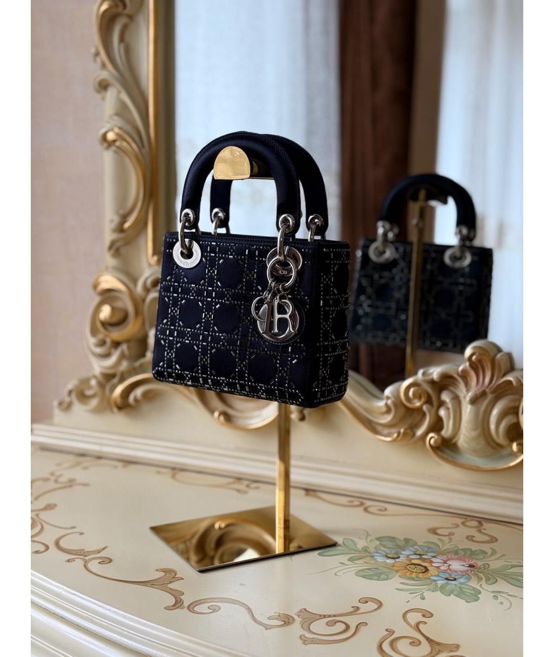 CHRISTIAN DIOR Черная шелковая сумка с короткими ручками, фото 4