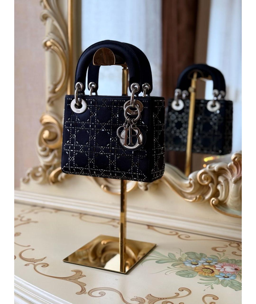 CHRISTIAN DIOR Черная шелковая сумка с короткими ручками, фото 3
