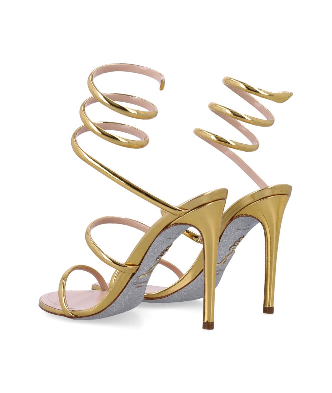 RENE CAOVILLA Золотые кожаные босоножки, фото 4