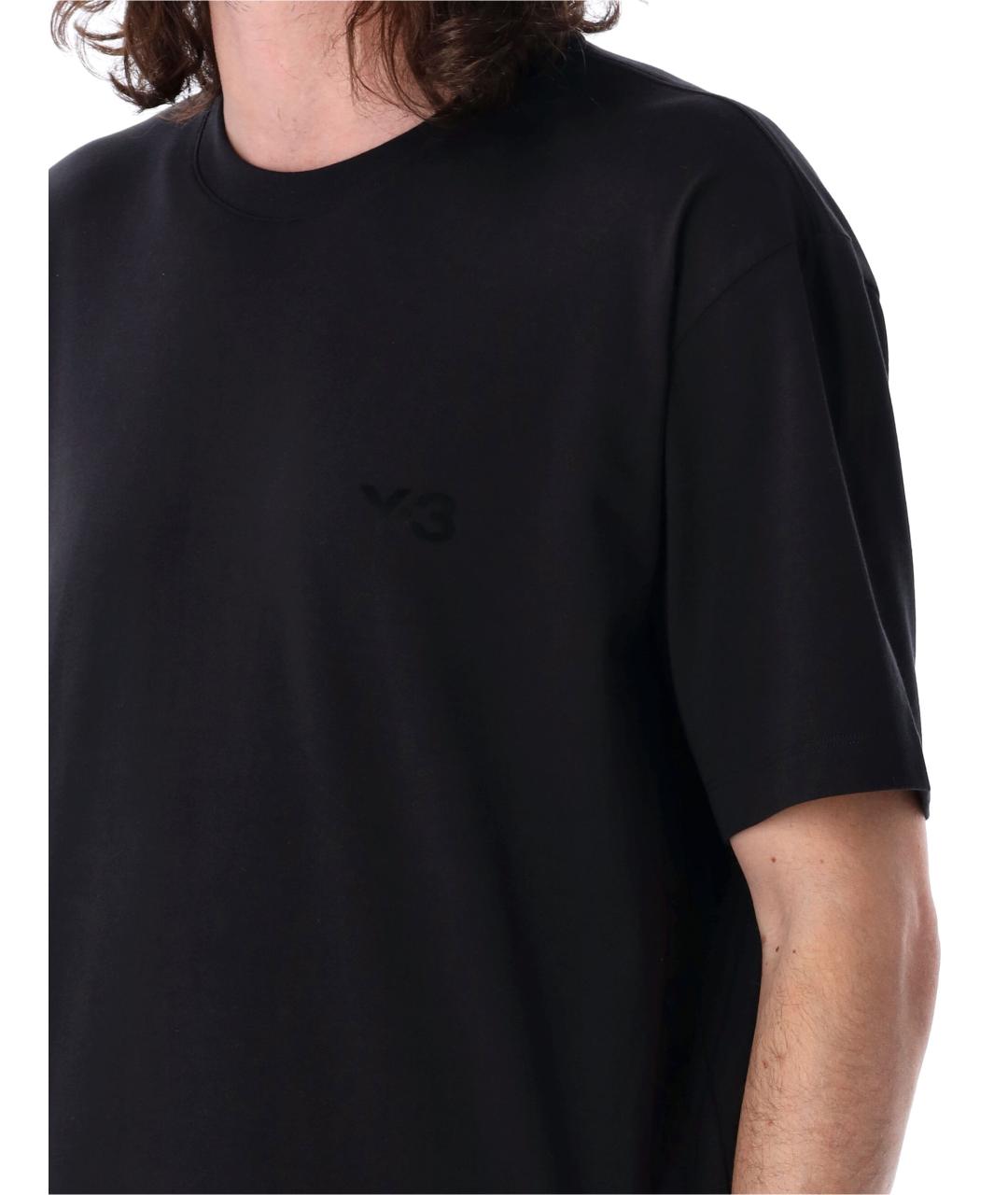 Y-3 Черная хлопковая футболка, фото 3