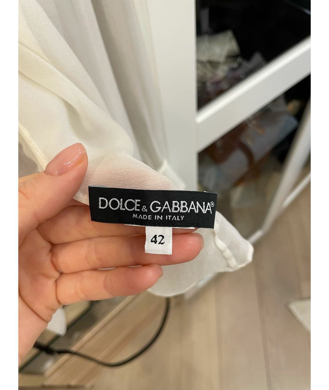 DOLCE&GABBANA Белая шифоновая рубашка, фото 4