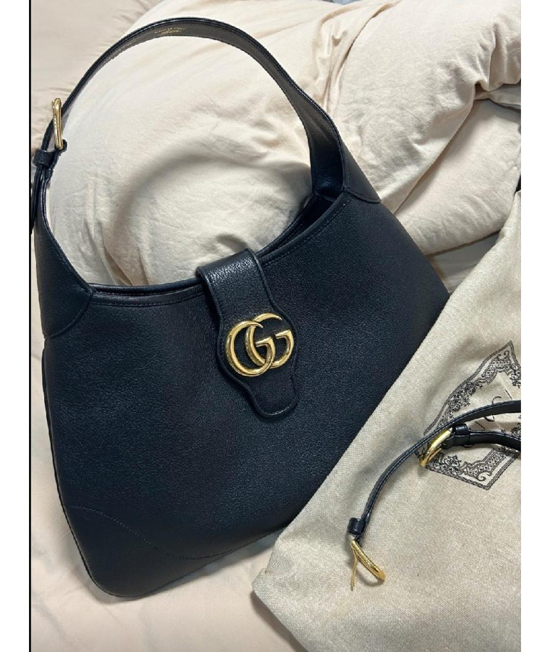 GUCCI Черная кожаная сумка через плечо, фото 6