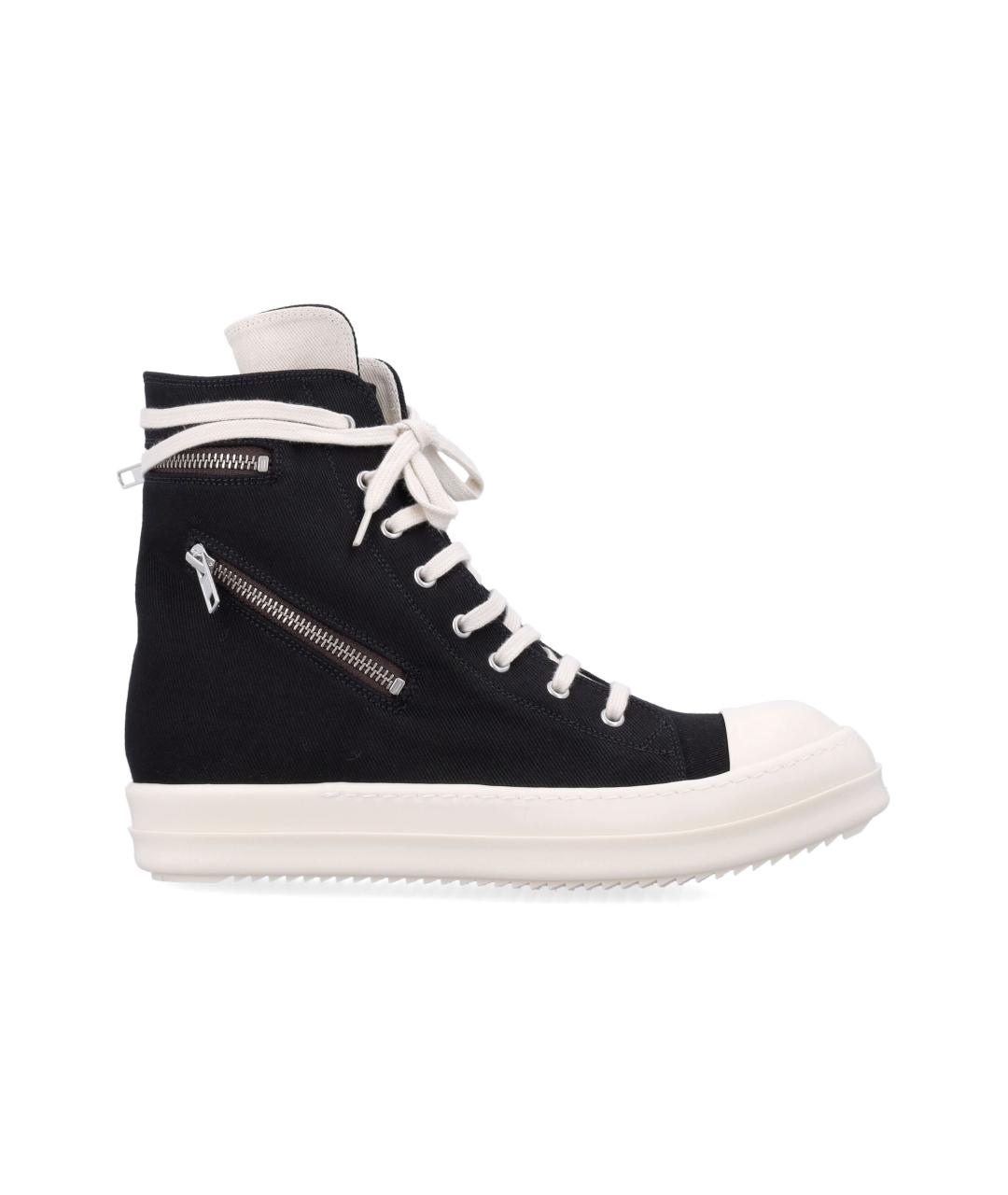 RICK OWENS DRKSHDW Черные текстильные высокие кроссовки / кеды, фото 1