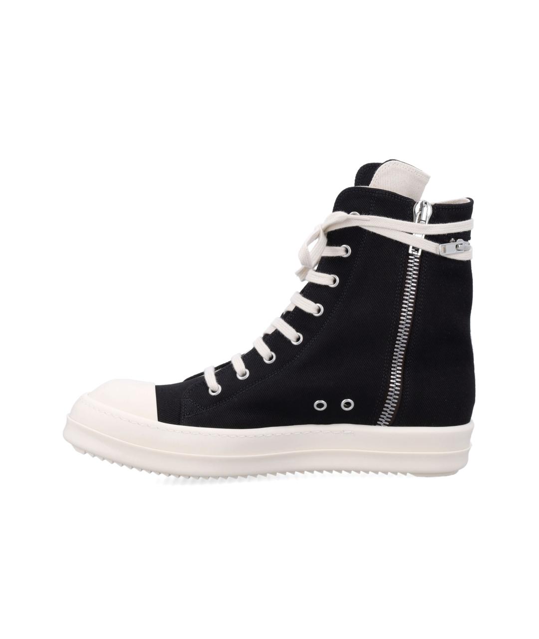 RICK OWENS DRKSHDW Черные текстильные высокие кроссовки / кеды, фото 3