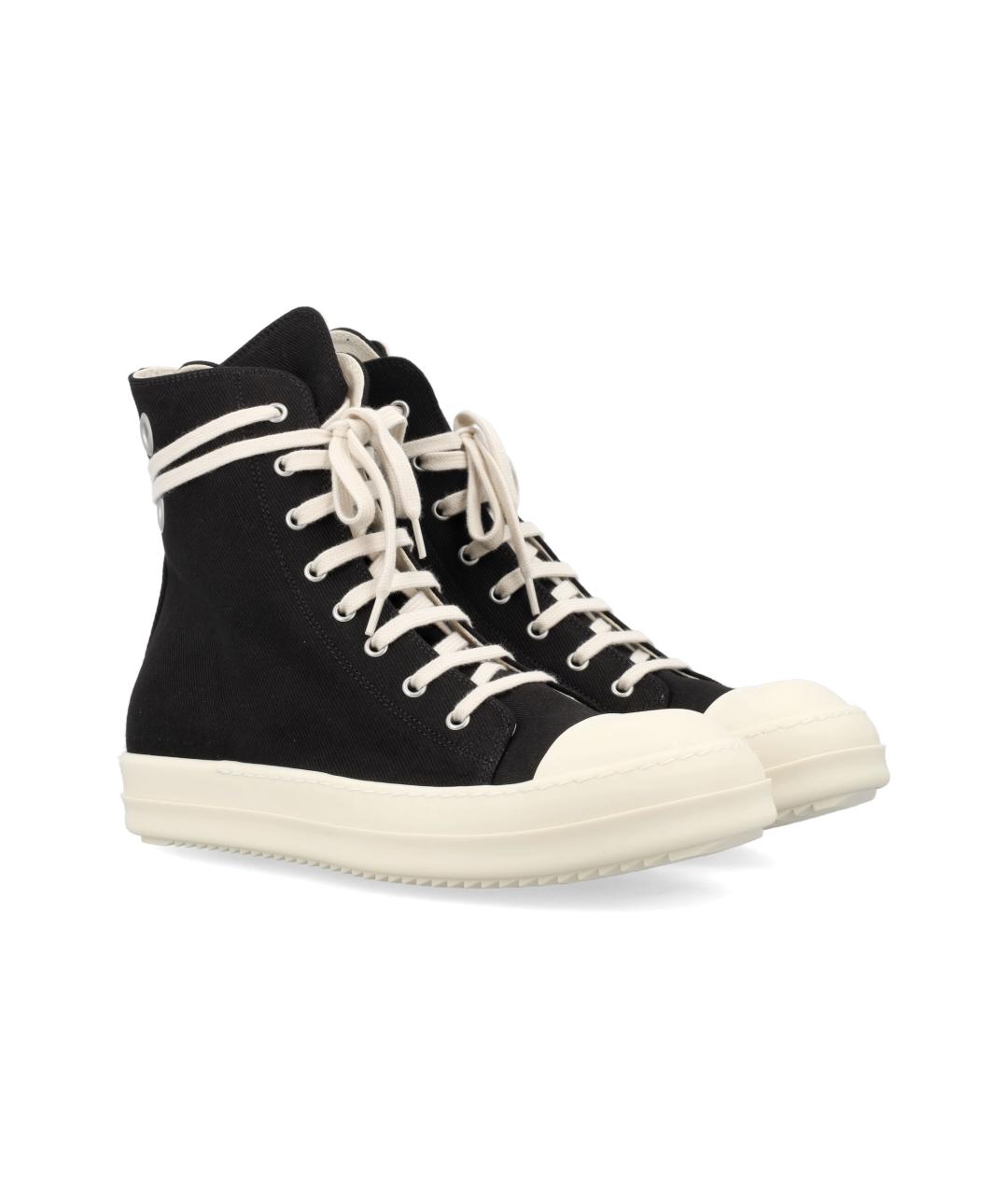 RICK OWENS DRKSHDW Черные текстильные высокие кроссовки / кеды, фото 2