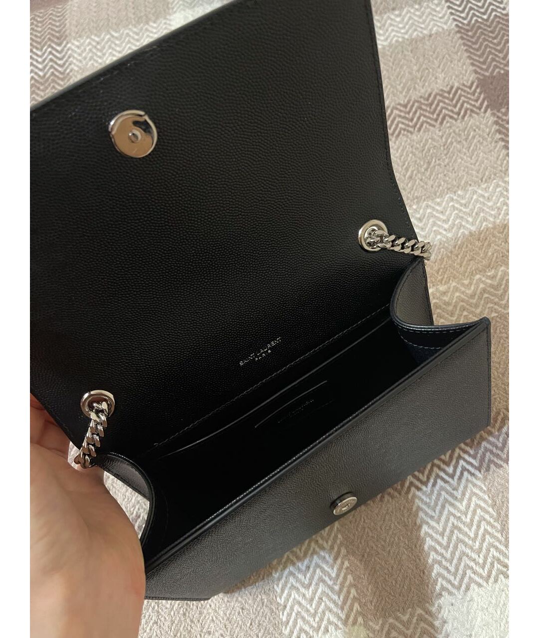 SAINT LAURENT Черная кожаная сумка тоут, фото 8