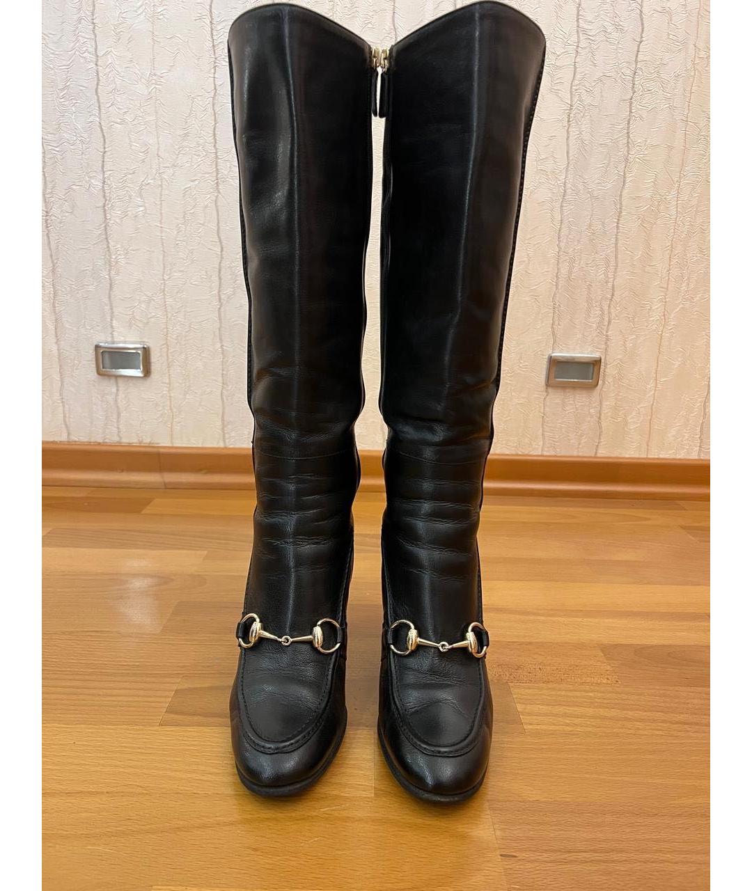 GUCCI Черные кожаные сапоги, фото 2