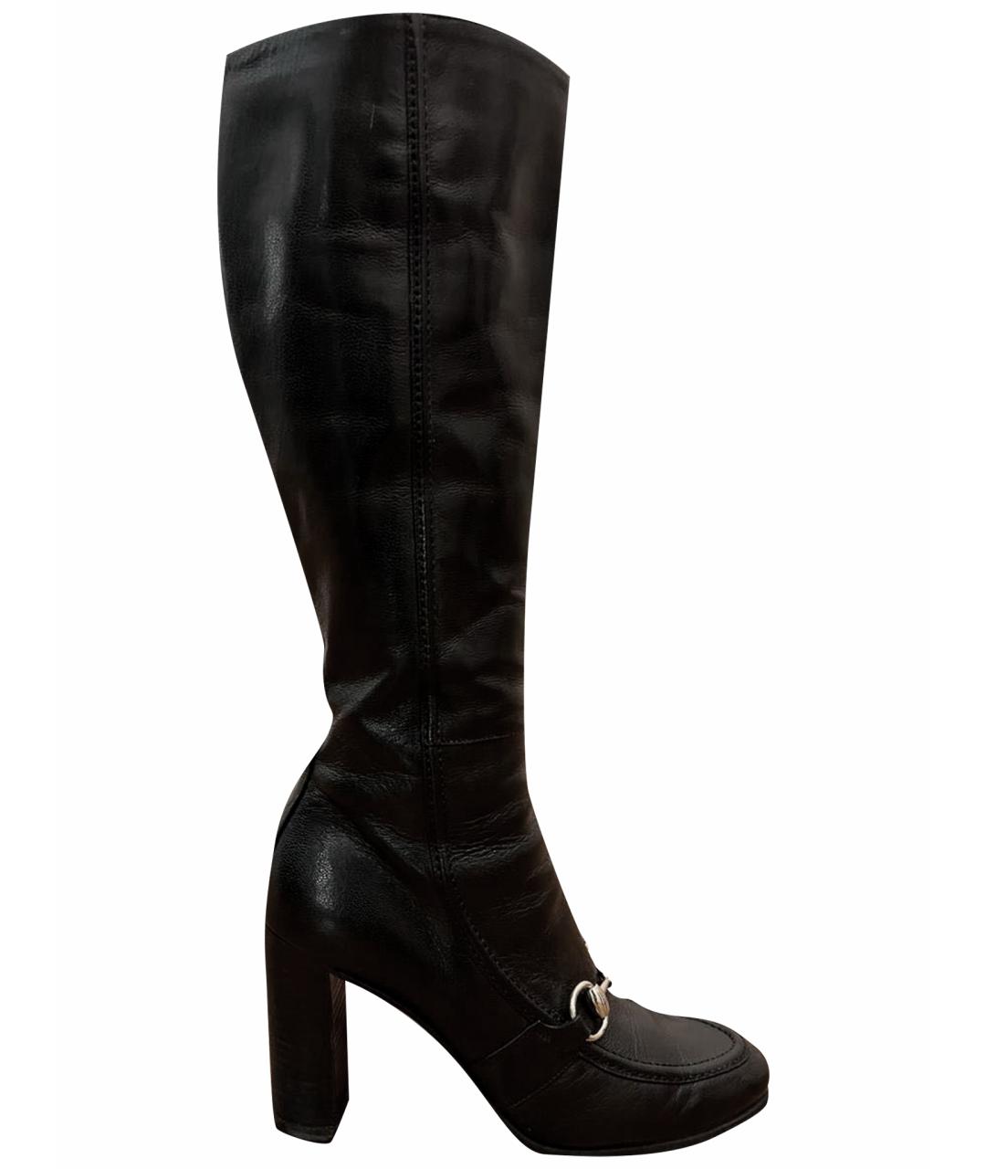 GUCCI Черные кожаные сапоги, фото 1