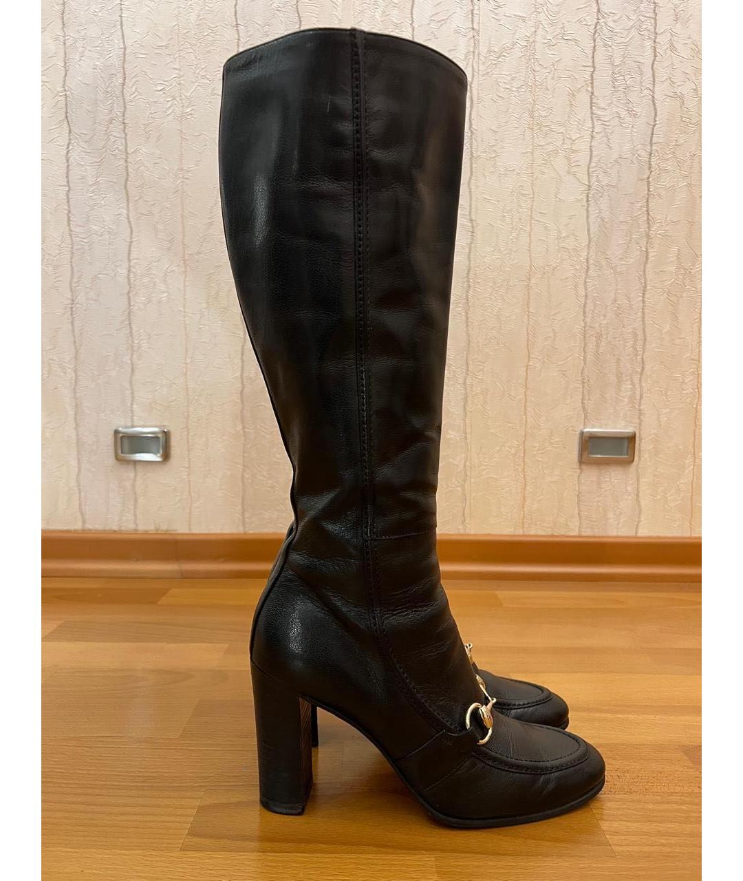 GUCCI Черные кожаные сапоги, фото 9