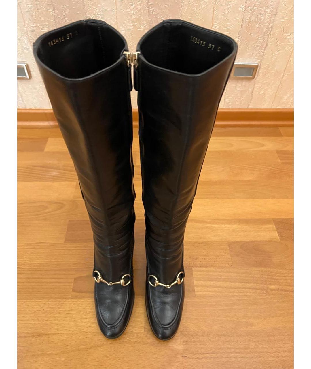 GUCCI Черные кожаные сапоги, фото 3