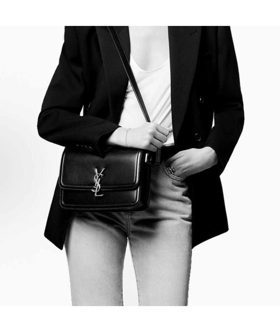 SAINT LAURENT Черная кожаная сумка через плечо, фото 8