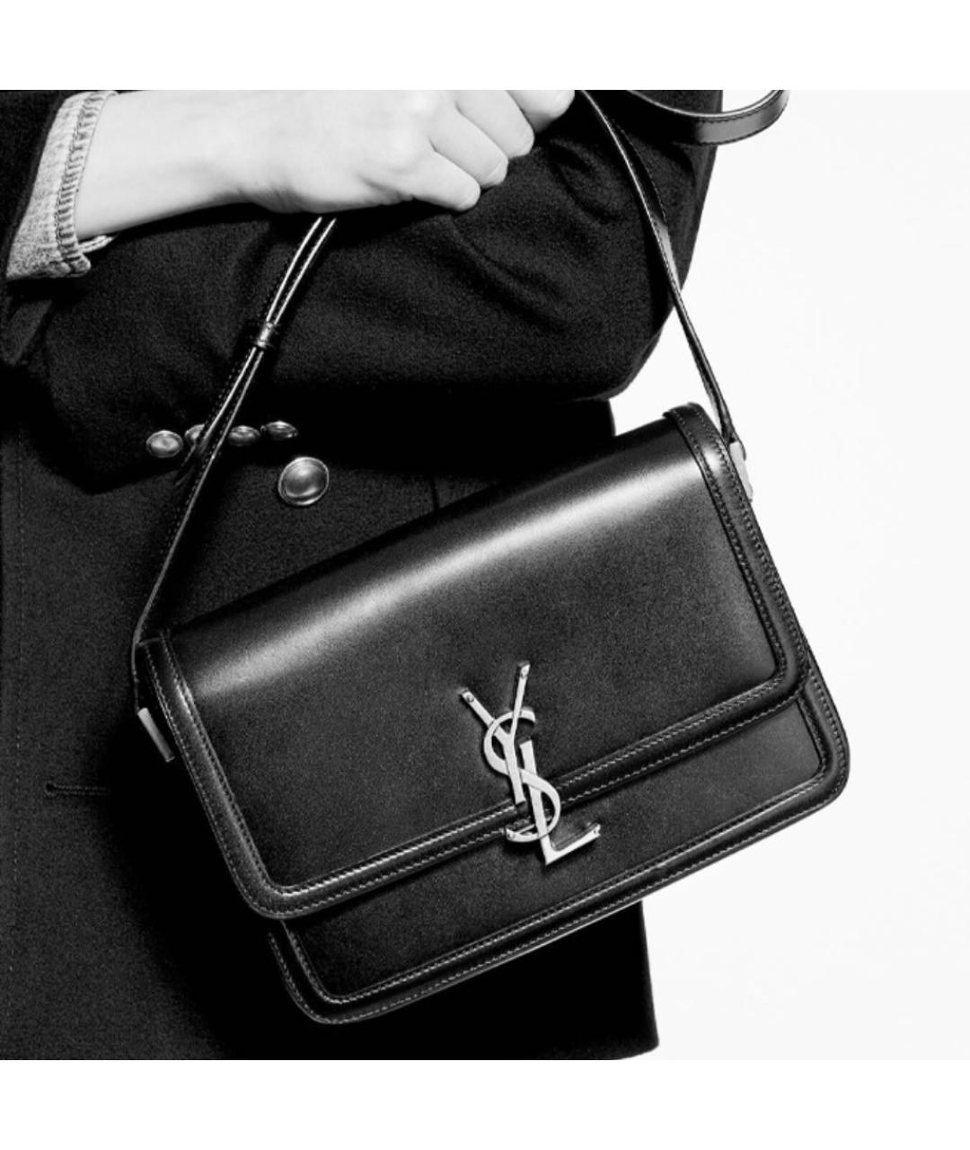 SAINT LAURENT Черная кожаная сумка через плечо, фото 7
