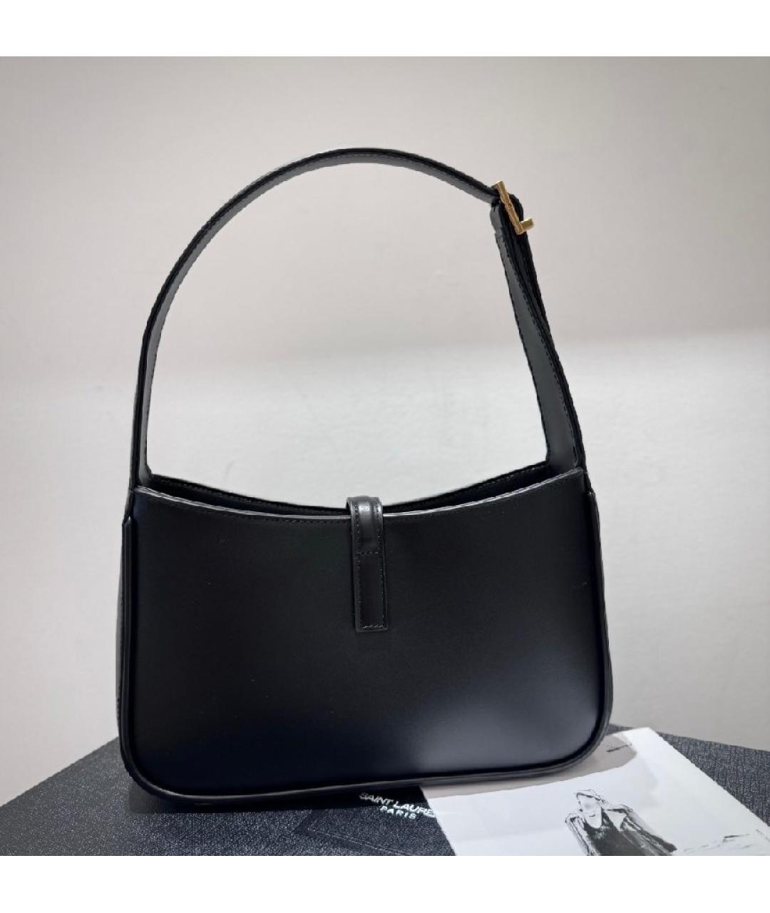 SAINT LAURENT Черная кожаная сумка с короткими ручками, фото 6