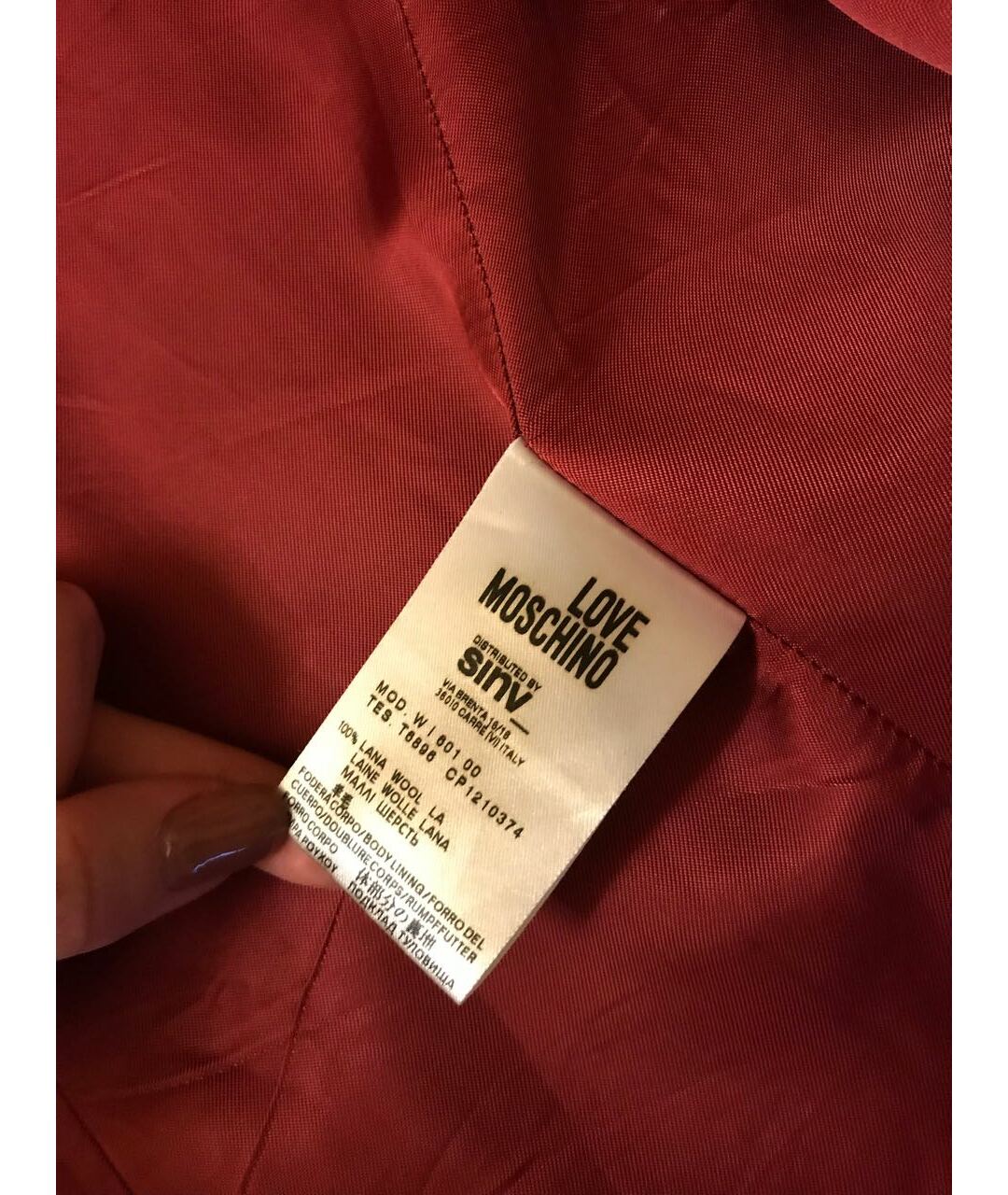 LOVE MOSCHINO Бордовый шерстяной жакет/пиджак, фото 5
