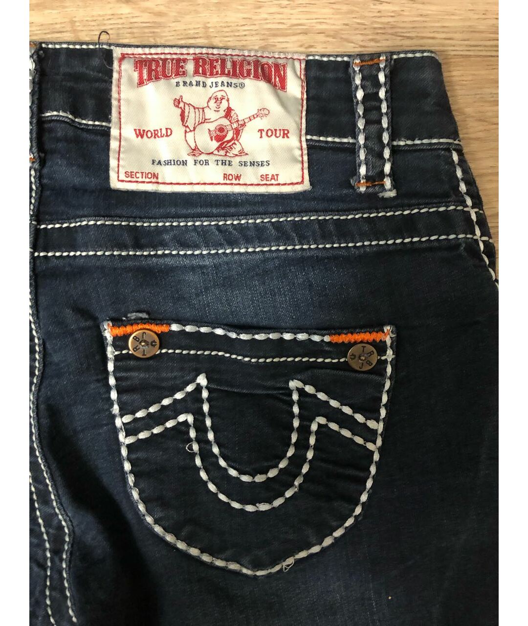 TRUE RELIGION Синие хлопковые джинсы слим, фото 5