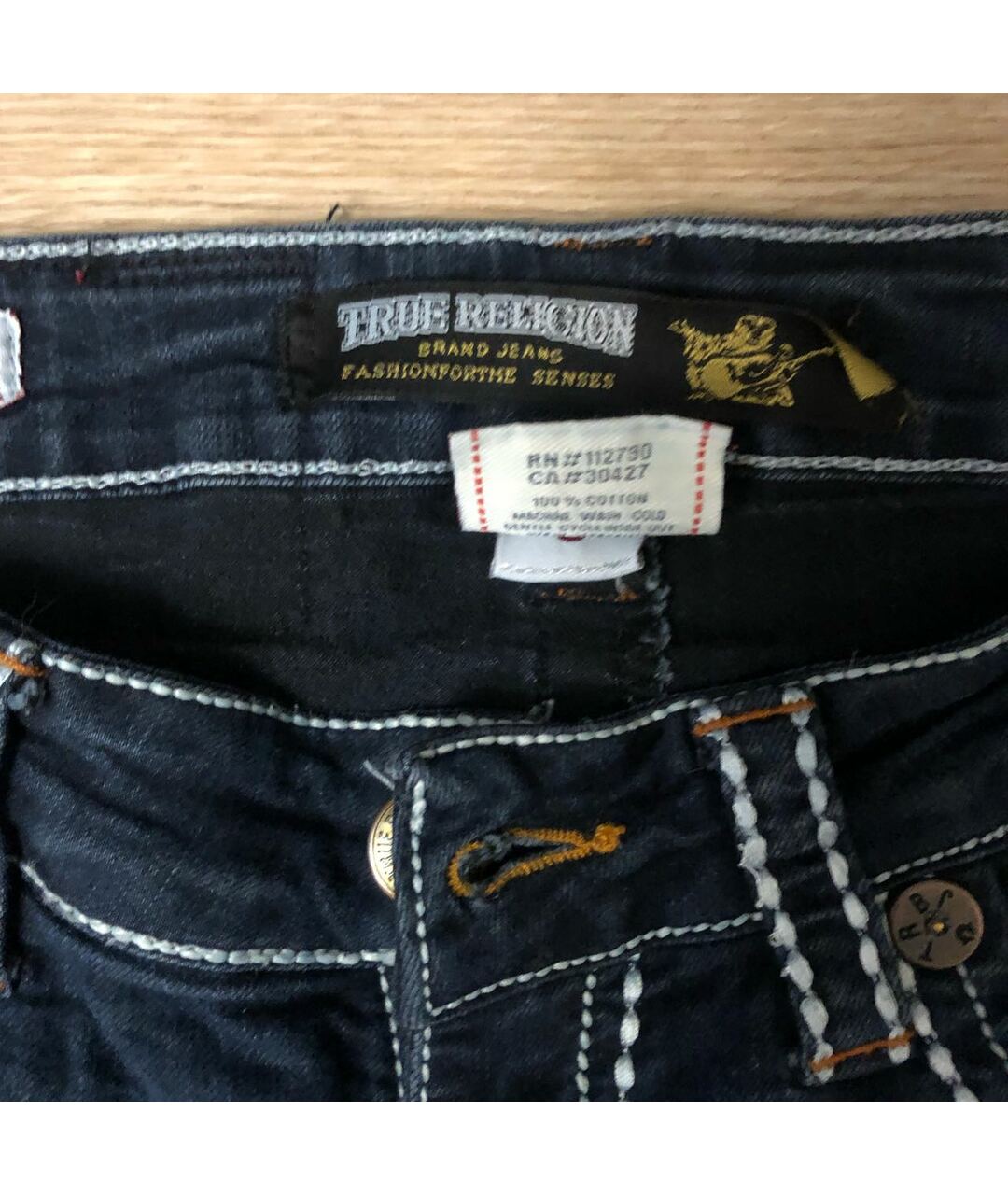 TRUE RELIGION Синие хлопковые джинсы слим, фото 3