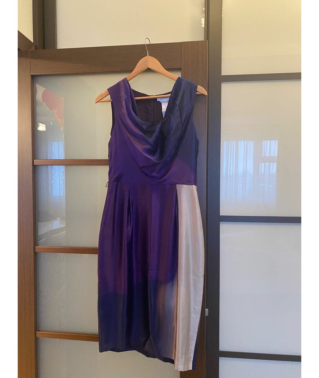MAX MARA Фиолетовое шелковое повседневное платье, фото 8