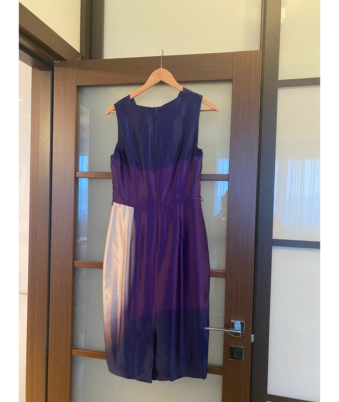 MAX MARA Фиолетовое шелковое повседневное платье, фото 2