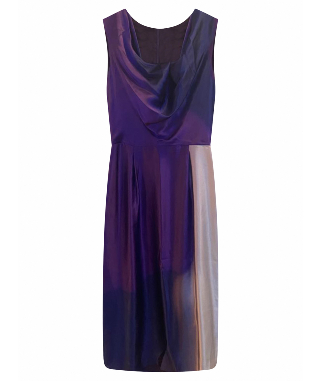 MAX MARA Фиолетовое шелковое повседневное платье, фото 1