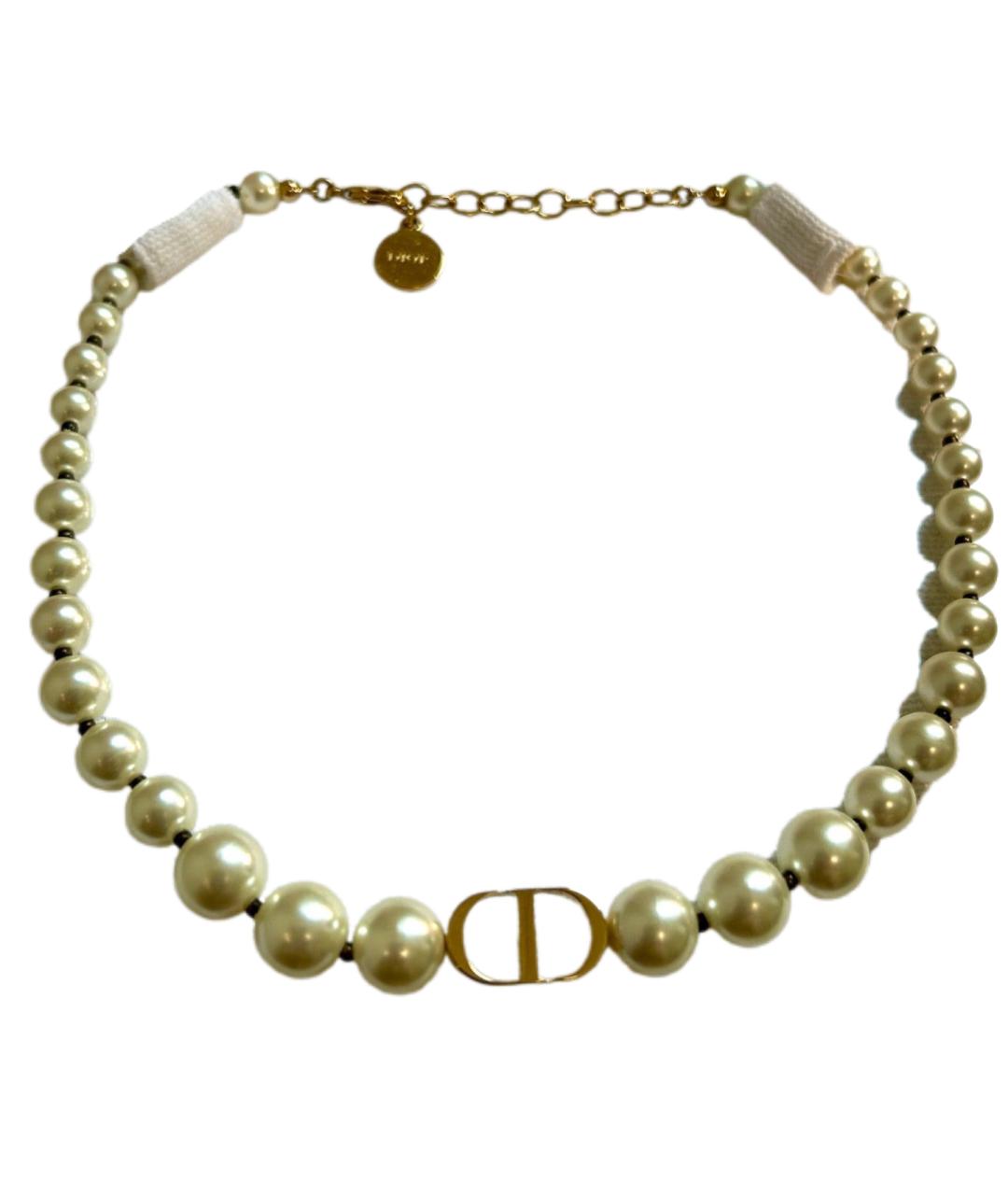 CHRISTIAN DIOR Белое колье из бисера, фото 8